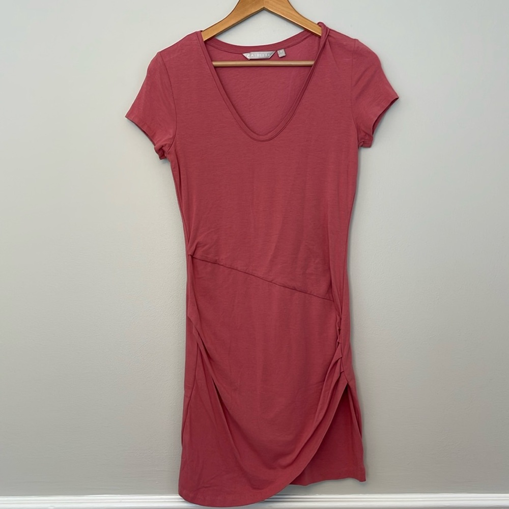 Athleta Central Dress Womens Medium Body Con Modal in Guava Rose Pink Size Small